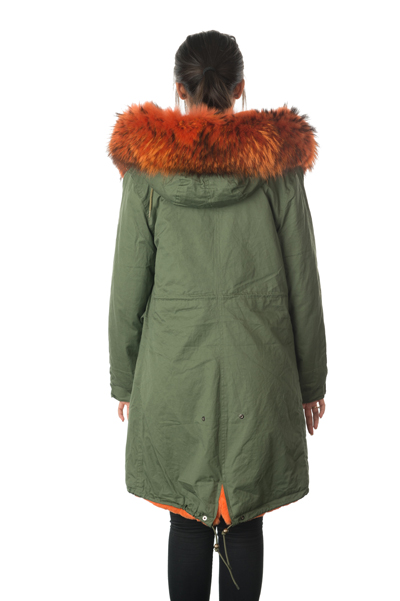 Stonetail  Women's Orange Fur Parka Coat